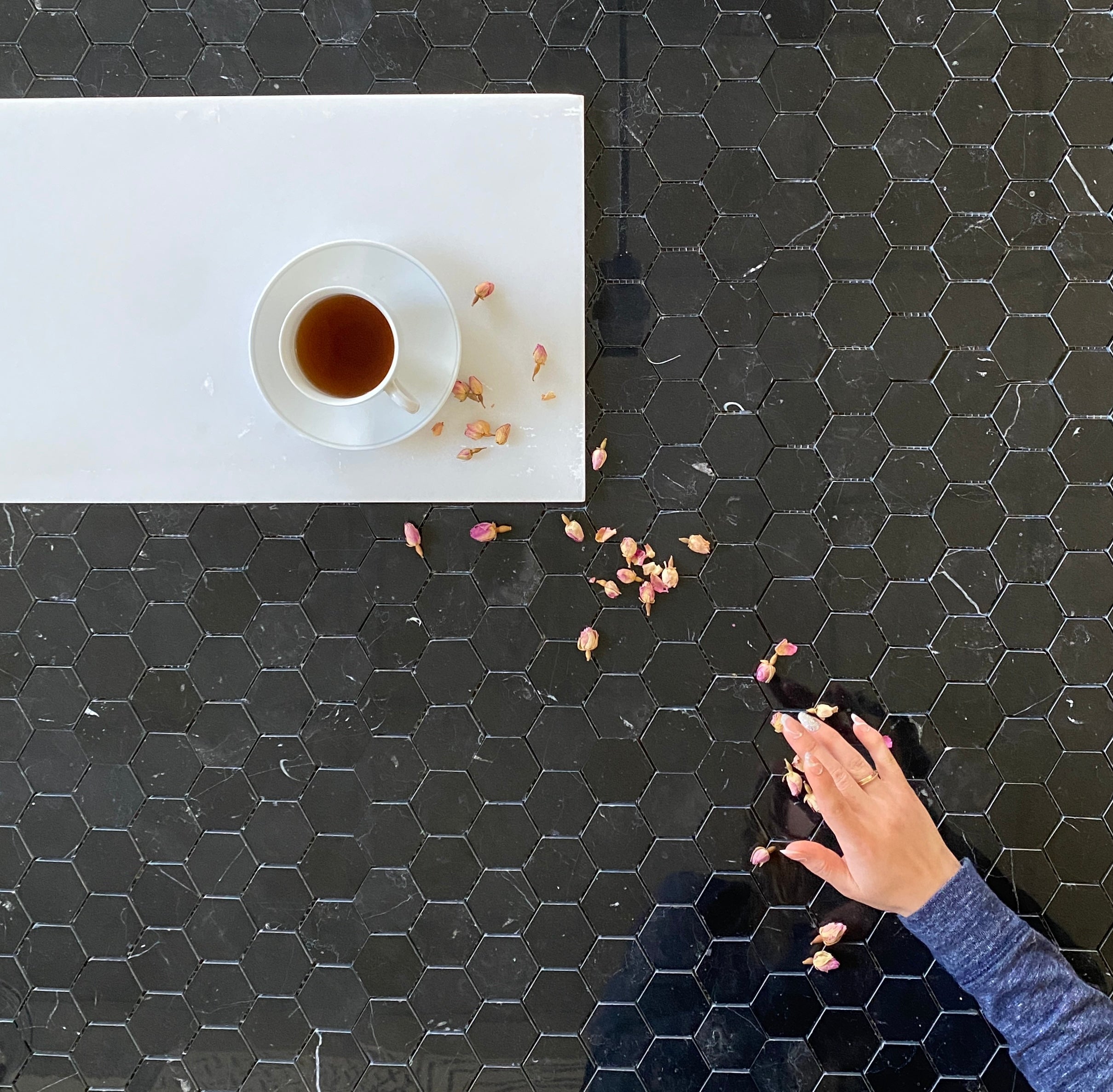 NERO MARQUINA MARBLE MOSAIC POLISHED HEXAGON 2